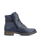 Bottes à lacets Rieker bleues femmes 72222-14 avec laçage enveloppant. Côté intérieur de la chaussure.
