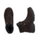 Dunkelbraune Rieker Damen Schnürstiefel Z7220-25 mit Strick-Kragen. Schuh von oben, liegend.