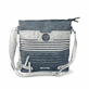 Rieker Damen Handtasche H1346-16 in Ozeanblau-Grau aus Kunstleder mit Reißverschluss. Handtasche Vorderseite.