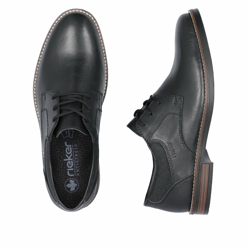 Schwarze Rieker Herren Schnürschuhe 13510-00 mit der Komfortweite G 1/2. Schuh von oben, liegend.