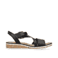 Schwarze Rieker Keilsandaletten V3660-02 mit trendigen Schnalle. Schuh Innenseite.