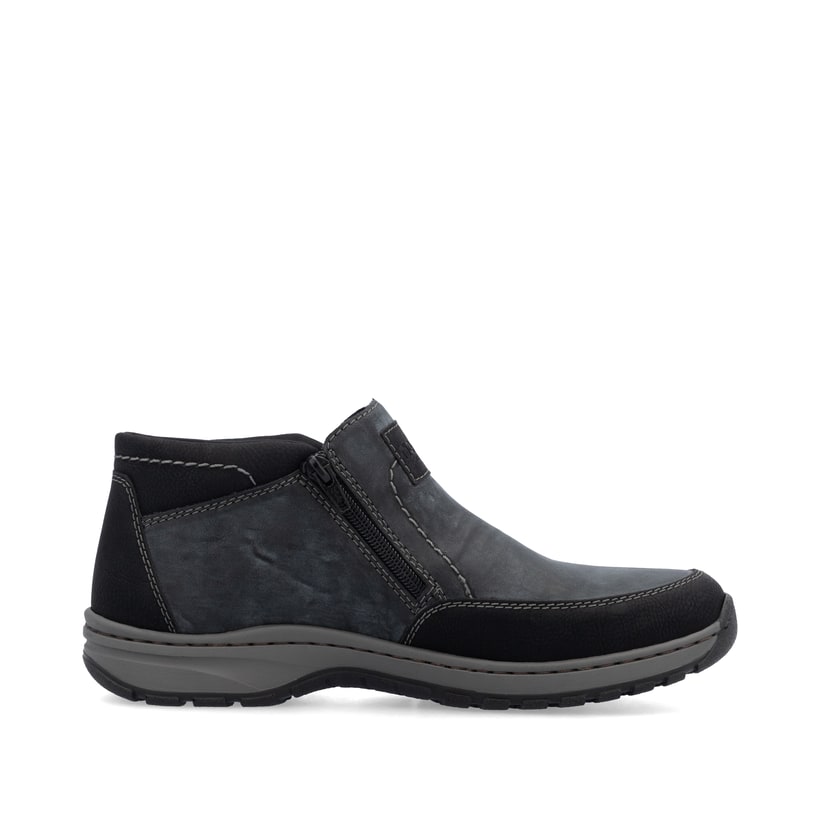 Asphaltgraue Rieker Herren Slipper 03352-45 mit einer schockabsorbierenden Sohle. Schuh von hinten