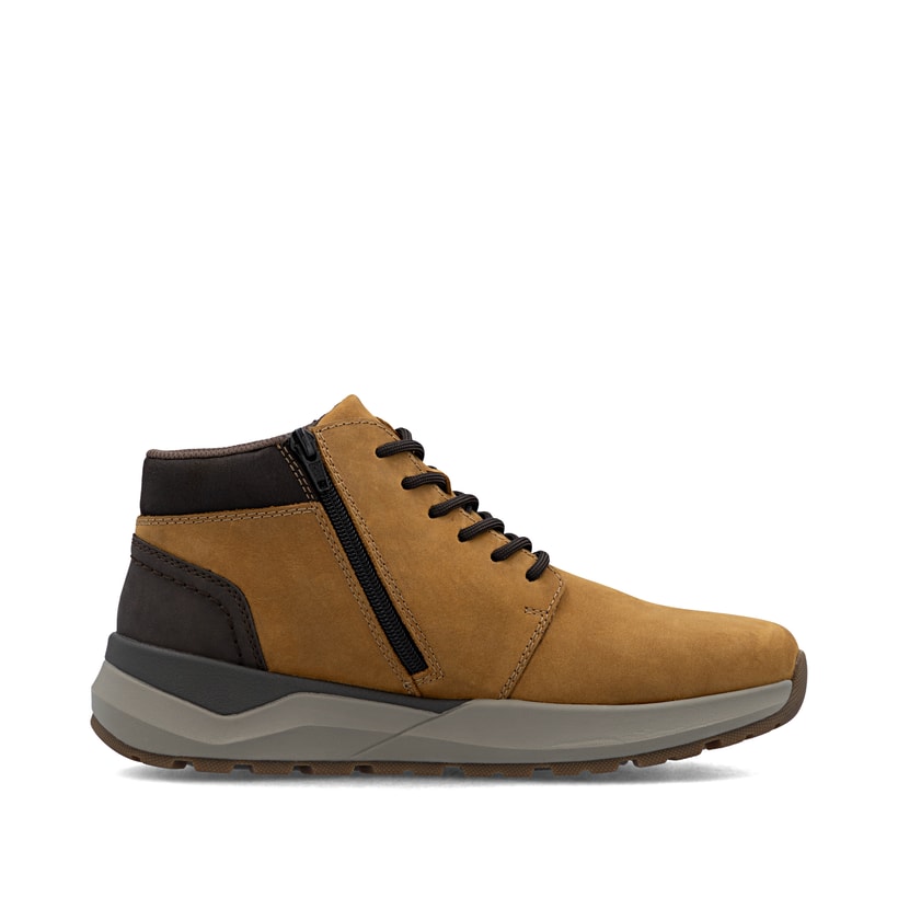 Bottes à lacets Rieker jaunes pour homme 06001-68 en cuir suédé. Intérieur de la chaussure.