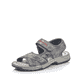 Graue Rieker Herren Trekkingsandalen 26154-14 mit einem Klettverschluss. Schuh seitlich schräg.