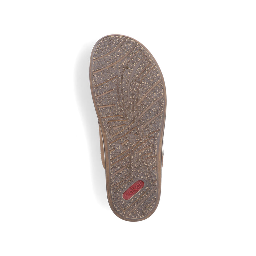 Braune Rieker Herren Pantoletten 21088-25 mit der Komfortweite G. Schuh Laufsohle.