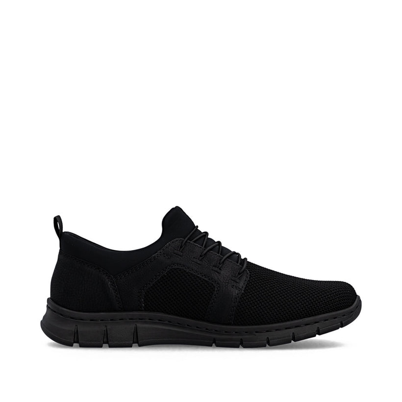 Mocassins Rieker noirs pour homme B7796-01 avec bande élastique. Côté intérieur de la chaussure.