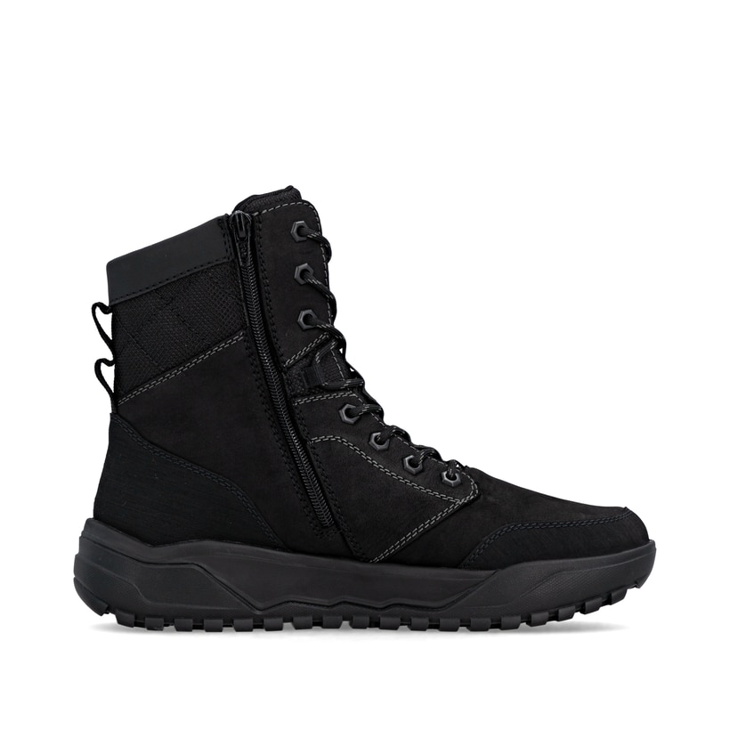 Schwarze Rieker Herren Schnürstiefel U1572-00 mit griffiger Fiber-Grip Sohle. Schuh Innenseite.