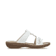 Weiße Rieker Damen Pantoletten 60888-80 mit einem Klettverschluss. Schuh Innenseite.