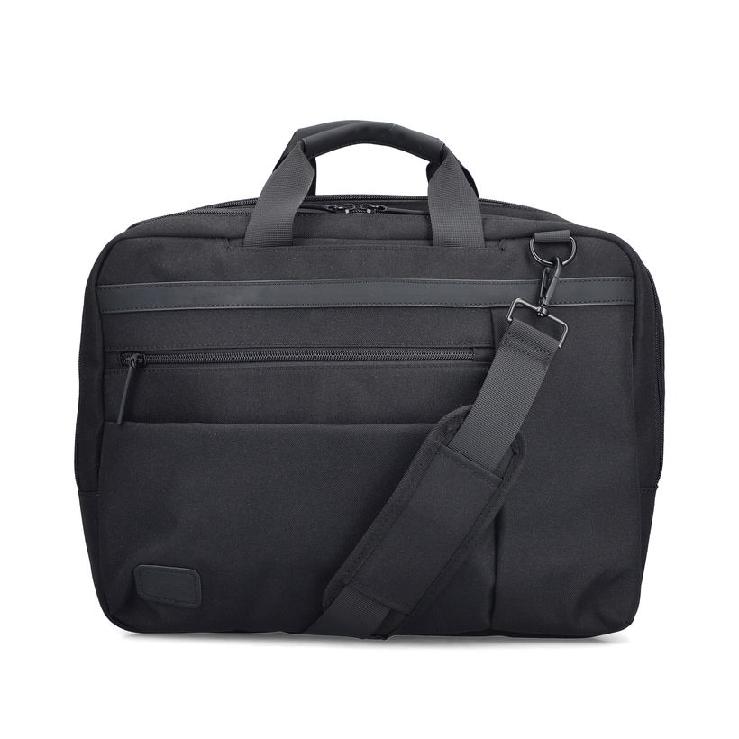 Sac pour ordinateur portable Rieker H5200-02 noir avec fermeture éclair, compartiment rembourré pour ordinateur portable et bretelles amovibles. Devant.