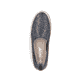 Blaue Rieker Damen Slipper 47666-14 in Löcheroptik mit einem Gummizug. Schuh von oben.
