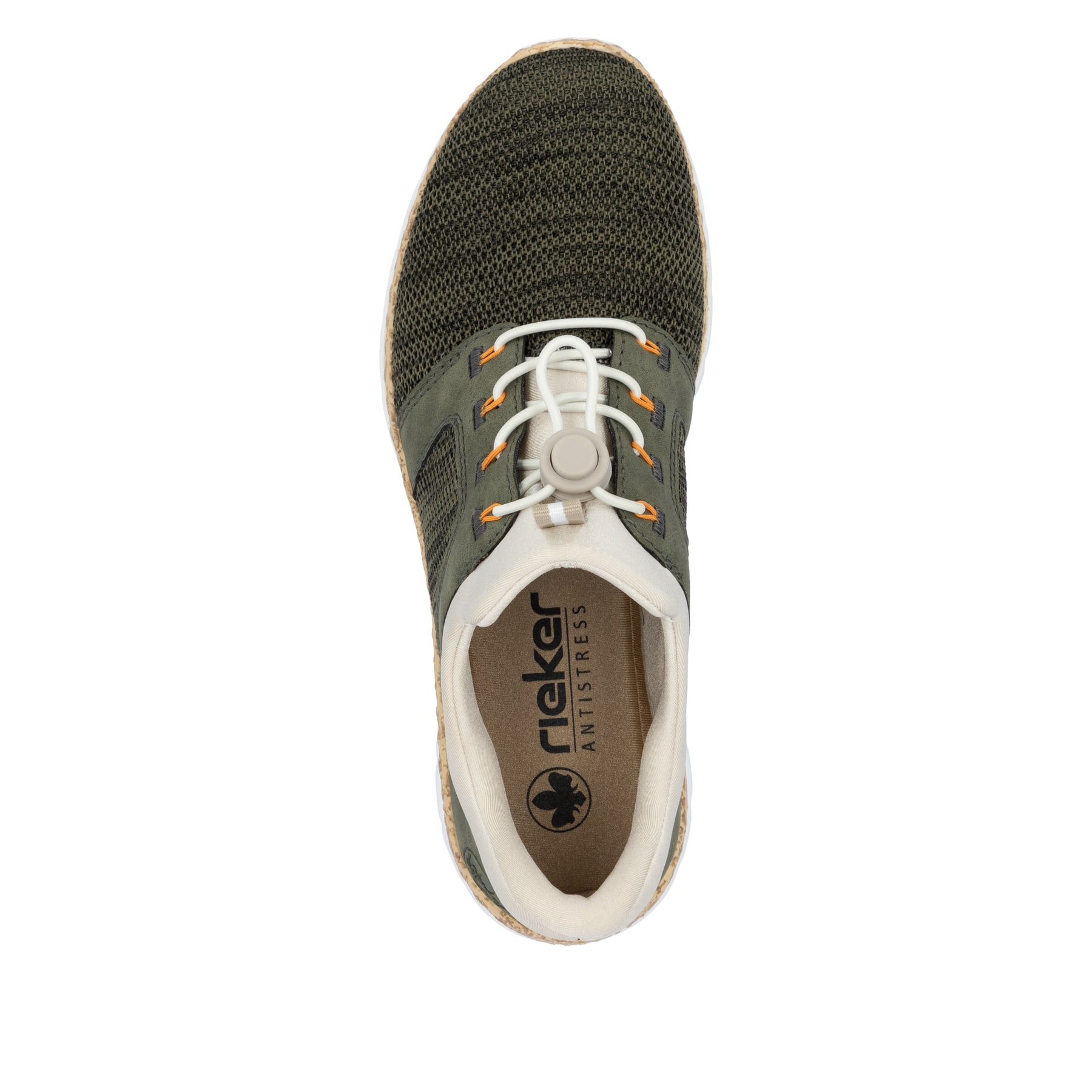 Chaussons Rieker verts pour femme N42G4-54 avec fonction slip-in Ready2GO. Chaussure vue de dessus.