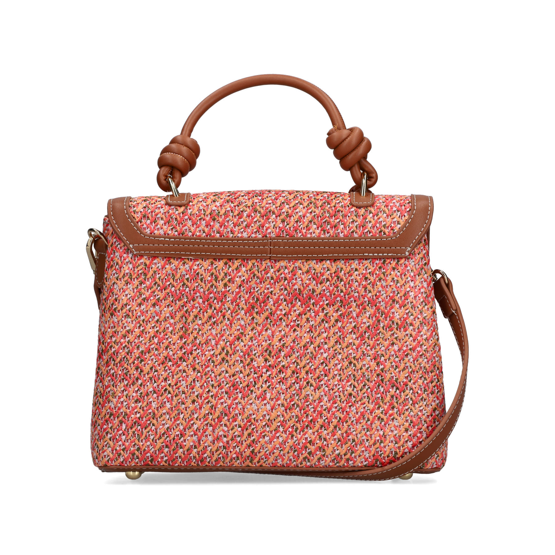 Sac à main Rieker H1606-94 rouge avec fermeture éclair et pendentif tressé. Côté gauche.
