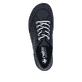 Blaue Rieker Damen Schnürschuhe 55901-14 aus Glattleder mit modernen Ziernähten. Schuh von oben.