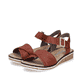 Sandales compensées Rieker marron femme V3691-22 avec boucle tendance. Chaussures inclinées sur le côté.