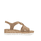 Beige Rieker Keilsandaletten V4355-62 mit einem Elastikeinsatz. Schuh Innenseite.