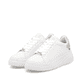 Weiße Rieker Damen Sneaker Low W2303-80 mit einer Schnürung. Schuhpaar seitlich schräg.