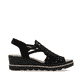 Schwarze Rieker Keilsandaletten 67465-00 mit einem Gummizug. Schuh Innenseite.