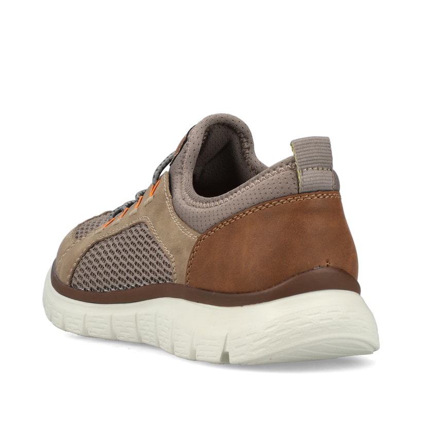 Beige Rieker Herren Slipper B6660-64 mit einem Gummizug sowie Komfortweite G 1/2. Schuh von hinten.