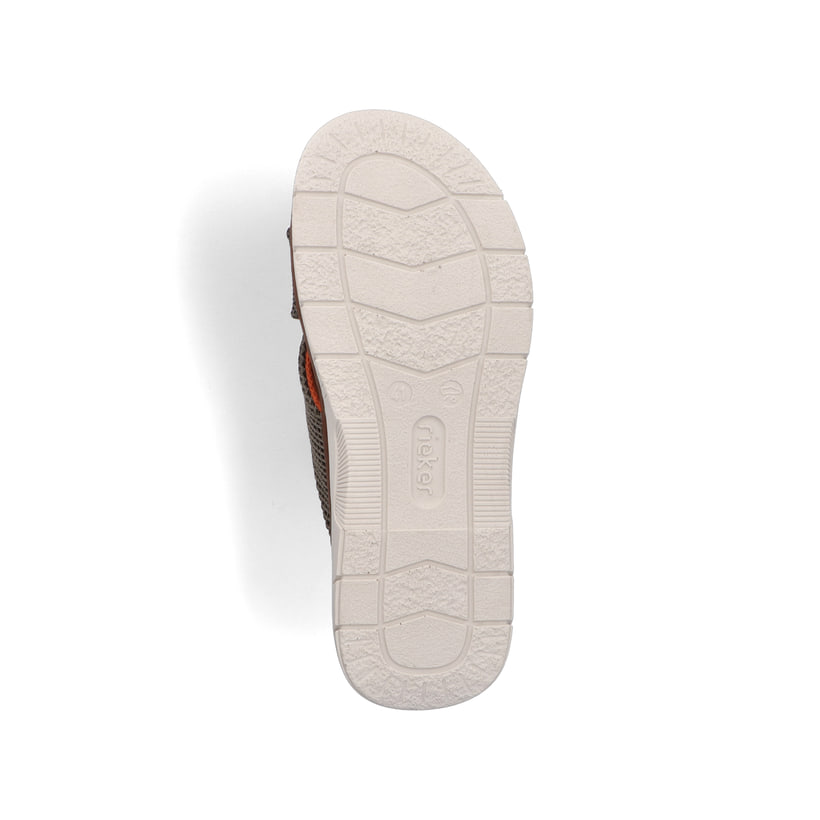 Grüne Rieker Herren Pantoletten 21340-54 mit der Komfortweite G. Schuh Laufsohle.