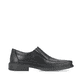 Schwarze Rieker Herren Slipper B0873-00 mit Elastikeinsatz sowie Extraweite H. Schuh Außenseite gespiegelt.
