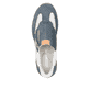 Blaue Rieker Damen Slipper M5666-10 mit Rieker Air Sohlenfenster. Schuh von oben.