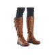 Braune Rieker Damen Hochschaftstiefel Y9193-22 mit wasserabweisender TEX-Membran. Schuh am Fuß.