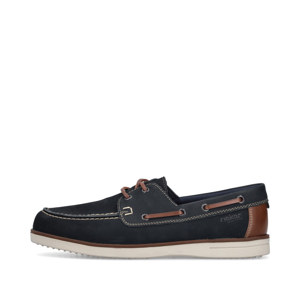 Blaue Rieker Herren Schnürschuhe B2345-14 aus Glattleder mit der Komfortweite G. Schuh Außenseite.