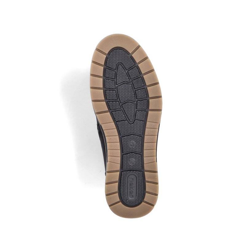 Carbonschwarze Rieker Herren Schnürstiefel 32334-00 mit einem Reißverschluss. Schuh Laufsohle.