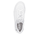 Weiße Rieker Damen Sneaker Low 41910-81 mit Schnürung sowie super leichter Sohle. Schuh von oben.