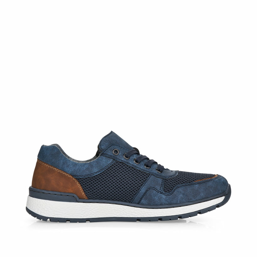 Blaue Rieker Herren Sneaker Low B9006-14 mit Reißverschluss sowie Extraweite H. Schuh Innenseite.