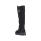 Schwarze Rieker Damen Hochschaftstiefel 73292-00 mit einem Reißverschluss. Schuh von hinten.