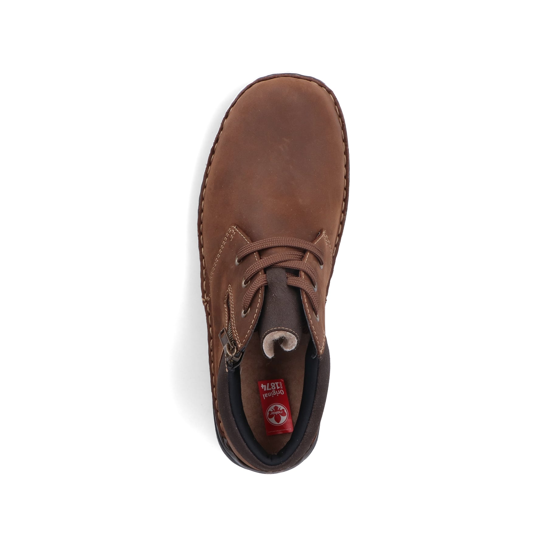 Braune Rieker Herren Schnürstiefel 05342-22 mit wasserabweisender TEX-Membran. Schuh von oben.