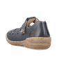 Blaue Rieker Damen Slipper 54555-14 mit einem Klettverschluss. Schuh von hinten.
