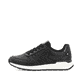 Schwarze Rieker Damen Sneaker Low W0606-00 mit griffiger Sohle sowie Schnürung. Schuh Außenseite.