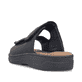 Schwarze Rieker Herren Pantoletten 20390-00 aus Glattleder mit Klettverschluss. Schuh von hinten.