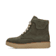 Schilfgrüne Rieker Damen Schnürstiefel Y0033-54 mit einem Reißverschluss. Schuh Außenseite.