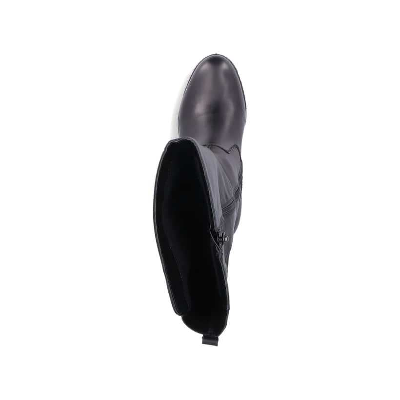 Schwarze Rieker Damen Hochschaftstiefel 77684-00 aus Glattleder. Schuh von oben.