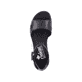Schwarze Rieker Keilsandaletten 68194-00 mit trendiger Schnalle. Schuh von oben.