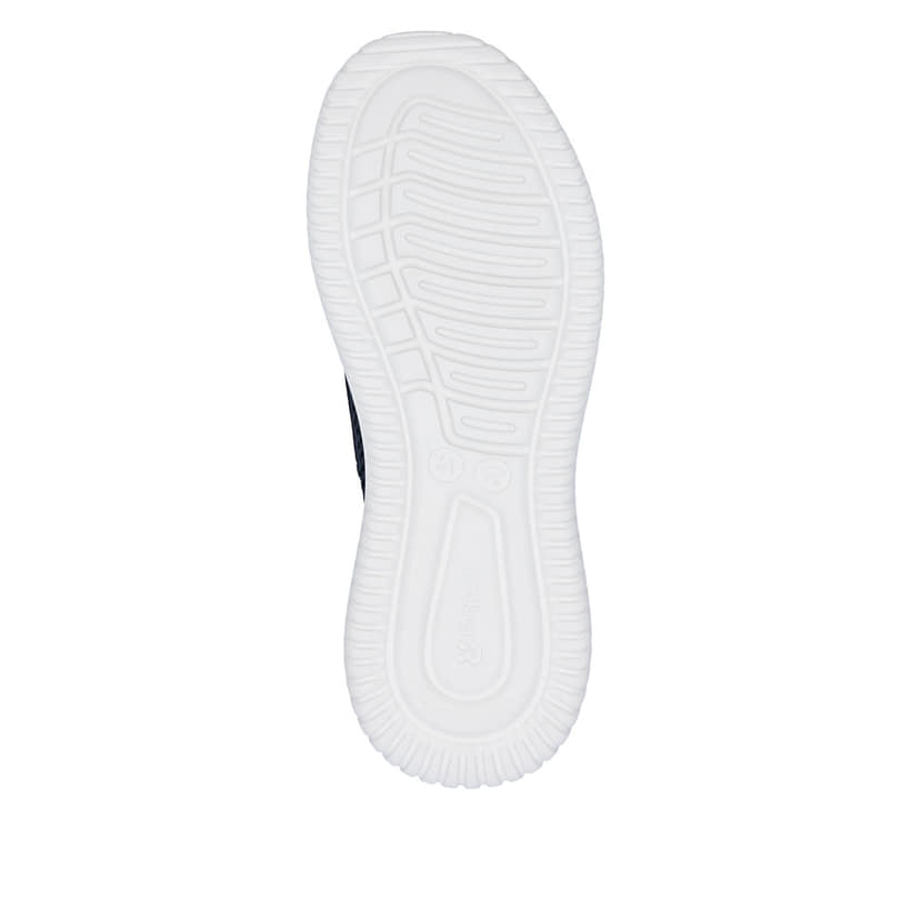 Blaue Rieker Herren Slipper B9656-14 mit einem Gummizug sowie Komfortweite G 1/2. Schuh Laufsohle.