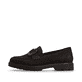 Dunkelbraune Rieker Damen Loafer 45553-25 mit Schmuckelementen sowie Gummizug. Schuh Außenseite.