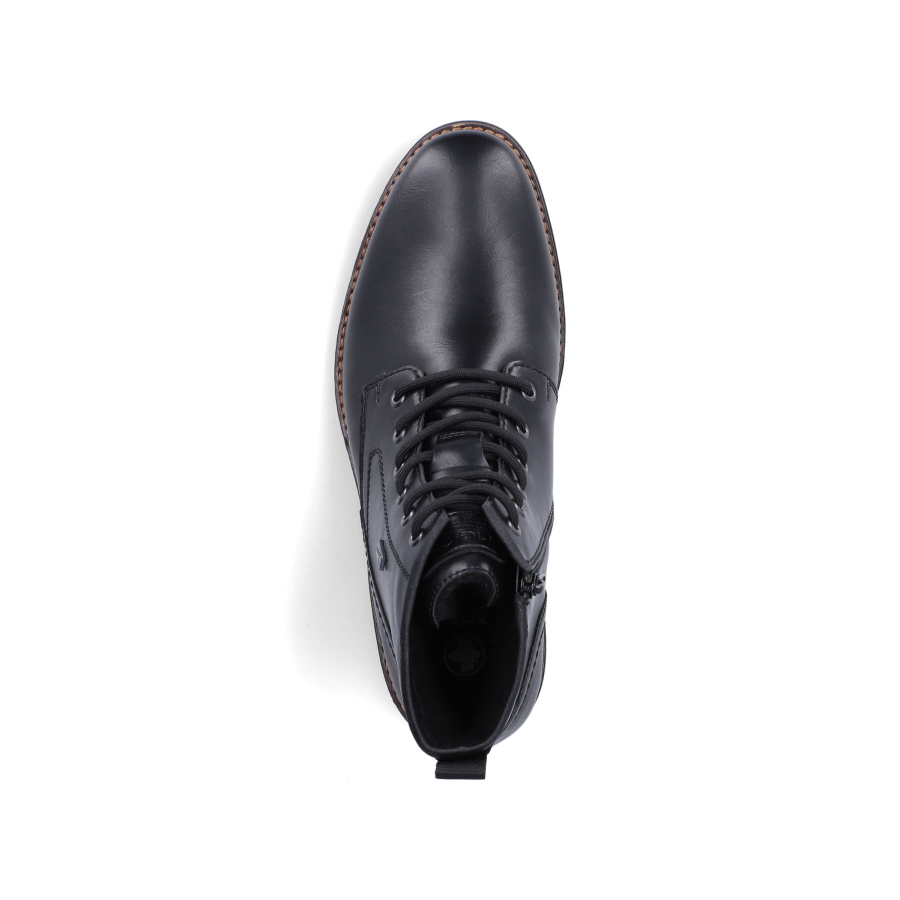 Schwarze Rieker Herren Schnürstiefel 14631-00 mit wasserabweisender TEX-Membran. Schuh von oben.
