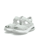 Grüne vegane Rieker Damen Trekkingsandalen W3152-52 mit einem Klettverschluss. Schuhpaar seitlich schräg.