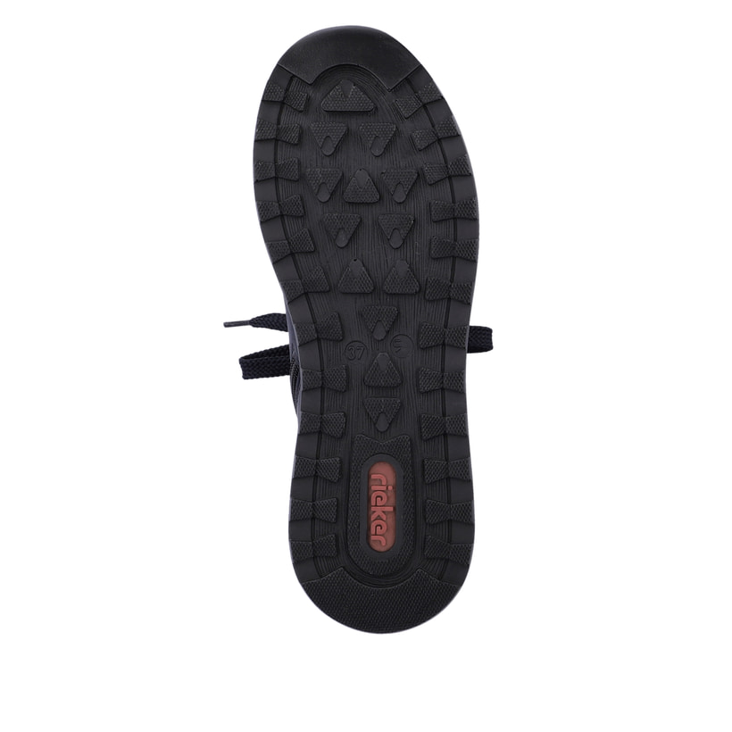 Dunkelblaue Rieker Damen Sneaker Low N1400-14 mit gepolstertem Schaftrand. Schuh Laufsohle.