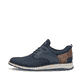 Mocassins Rieker bleus pour homme 14750-14 avec bande élastique. Côté extérieur de la chaussure.