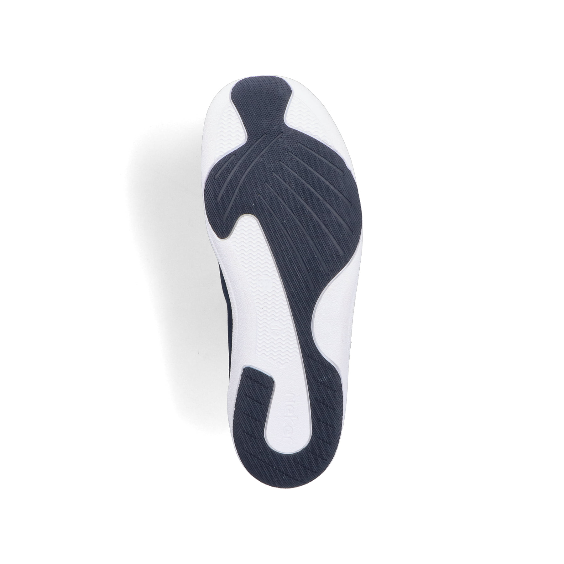 Blaue vegane Rieker Ballerinas 45250-14, Barfußschuhe mit dekorativer Schleife. Schuh Laufsohle.