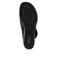 Schwarze Rieker Keilsandaletten 63791-01 mit dekorativer Blume. Schuh Laufsohle.