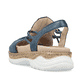 Blaue Rieker Damen Riemchensandalen V2272-14 mit einem Gummizug. Schuh von hinten.