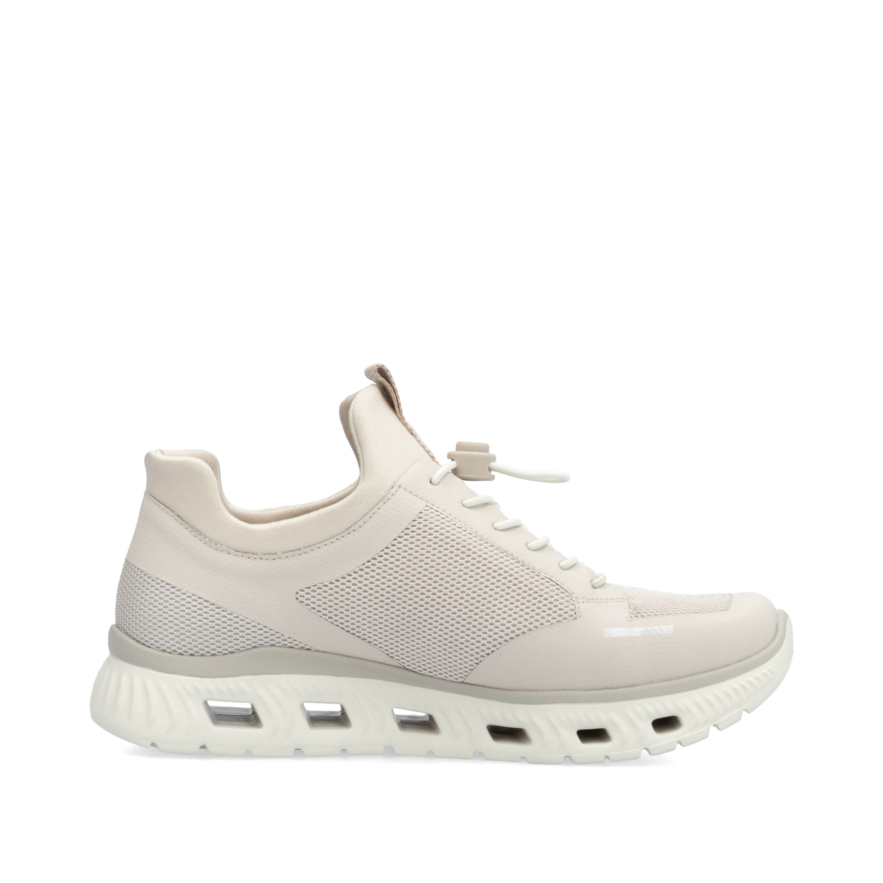 Baskets basses Rieker beiges végétaliennes pour femme M6064-60. Intérieur de la chaussure.
