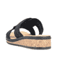 Schwarze Rieker Damen Pantoletten V3669-00 mit einer schockabsorbierenden Sohle. Schuh von hinten.