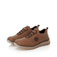 Zimtbraune Rieker Herren Slipper B5672-24 mit Gummischnürung sowie Extraweite H. Schuhpaar seitlich schräg.